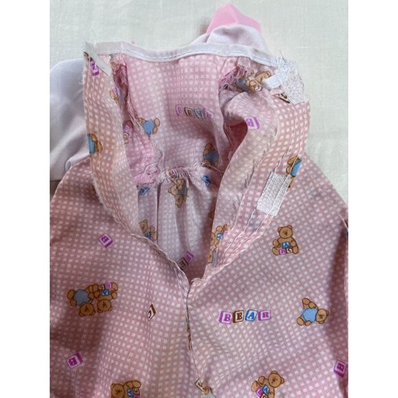 Vintage Pink Doll Bodysuit With Bear & Block Calico Print - Picture 5 of 5